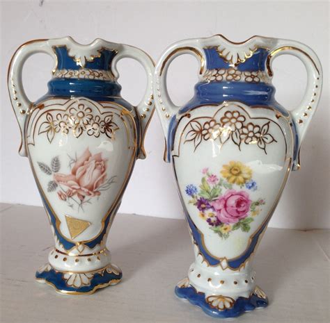 Pair Bohemia Royal Dux Porcelain Hand Painted Gold Gild Vases New Tag