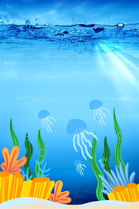 Blue Fresh Underwater World Aquarium Poster Background Wallpaper Image
