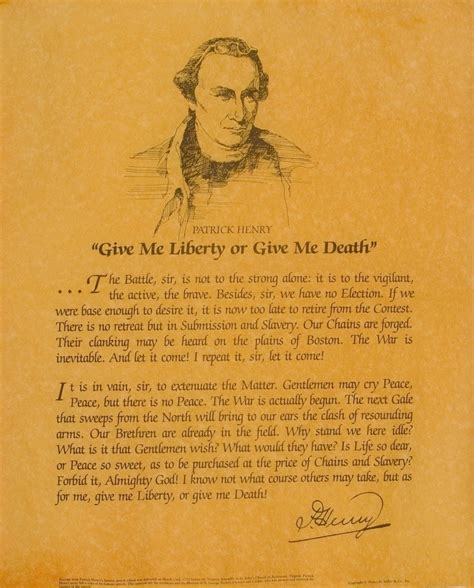 Patrick Henry Give Me Liberty Speech Pictorial