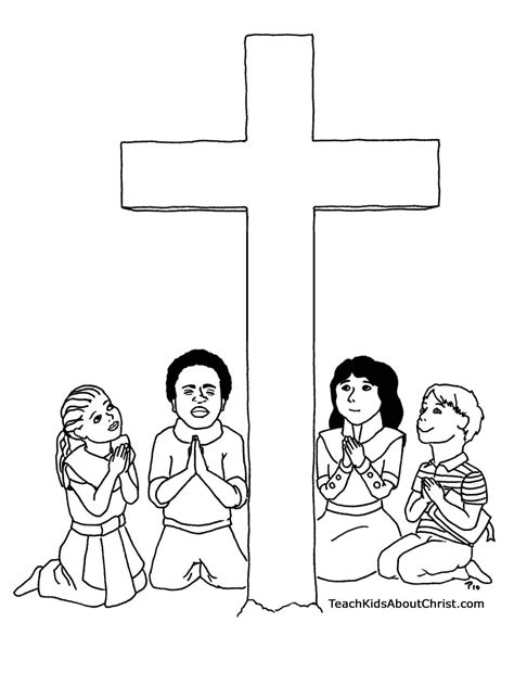 Children Praying Coloring Page Coloring Home