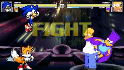 Club Fighting Mugen Sonic And Tails Vs Homer And Bartman Old Version