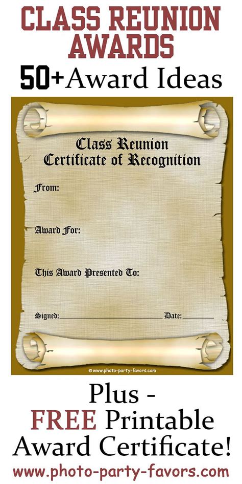 Free Printable Class Reunion Award Certificate With More Than 50 Ideas