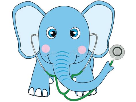 Doctor Azul Del Elefante Ilustración Del Vector Ilustración De Lindo