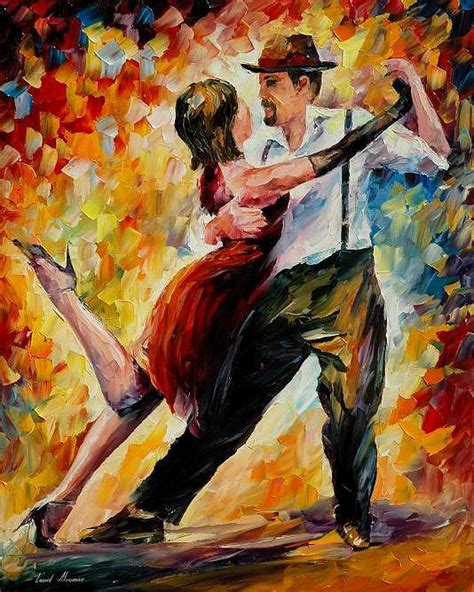 Tango In Red Painting By Leonid Afremov