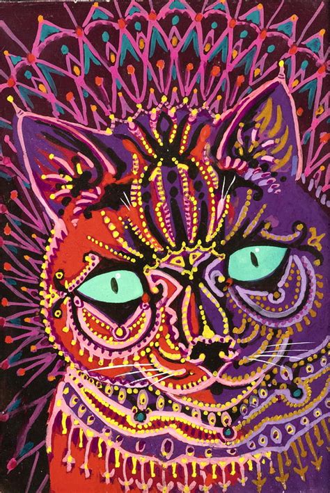 Louis Wain Kaleidoscopic Psychedelic Cat Drawing By Louis Wain Pixels
