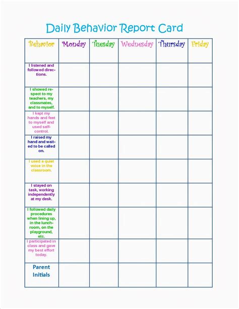 Daily Behavior Chart Template Free Ad Access Beautiful Designs And