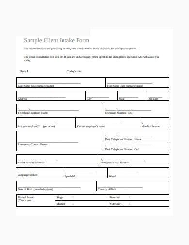 Legal Client Intake Form Template Word Fill Online Pr
