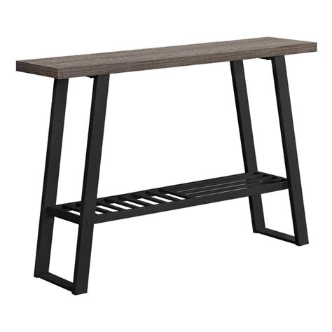 Monarch Specialties Modern Dark Taupe Reclaimed Wood Look Console Table