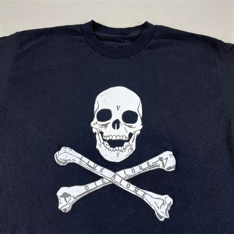 Vlone Vlone Live Alone Die Alone Skull Bones T Shirt Black Asap Grailed