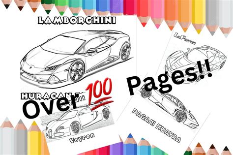 Over 100 Pages Exotic Car Printable Coloring Pages Etsy