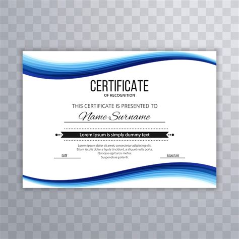 Free Vector Abstract Blue Wave Diploma Certificate Design