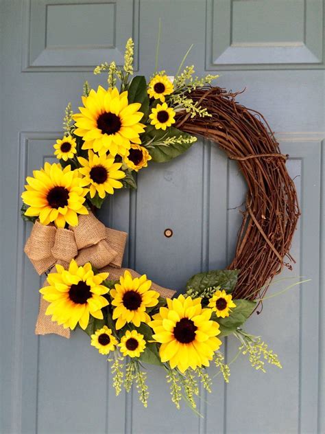Sunflower Front Door Wreath - Sunflower Wreath - Spring Sunflower Wreath - Sunflower Decoration ...