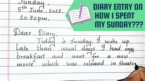 Diary Entry On How I Spent My Sunday Diary Writing Neat And Clean