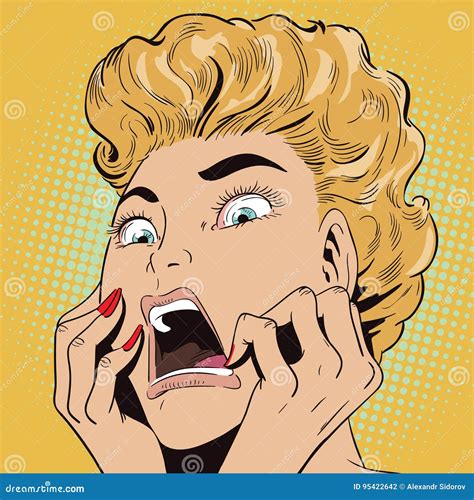 Young Beautiful Woman Screams On Fear Stock Vector Illustration Of