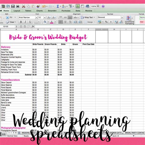 Ultimate Wedding Planning Spreadsheets Etsy