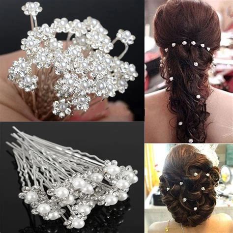 Pcs Lot Women Beautiful Wedding Bridal Crystal Rhinestone Pearl Flower Hair Pin Clips Hair