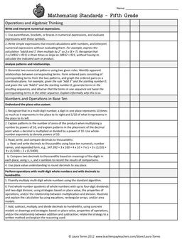 Fifth Grade Common Core Progress Report by Laura Torres | TpT