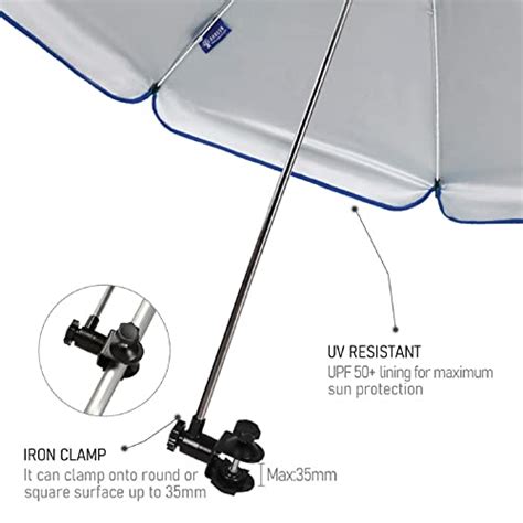 Ammsun Chair Umbrella With Universal Clamp 43 Inches Upf 50 Portable