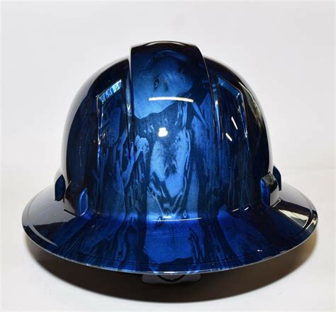Custom Wide Brim Hard Hat Hydro Dipped In Candy Blue Pit Bulls