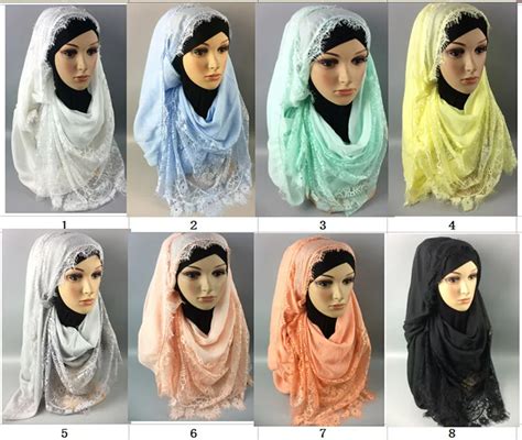 New Design Fashionable Long Arab Ladies Cotton Lace Scarves Girls Muslim Islamic Headscarf Women