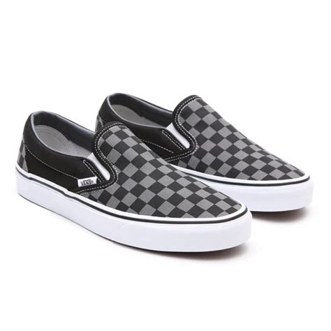 Checkerboard Classic Slip On Shoes Black Grey Vans