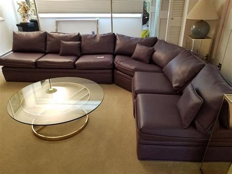 Sold Price 4 Piece Sectional Leather Couch Purple June 3 0118 600