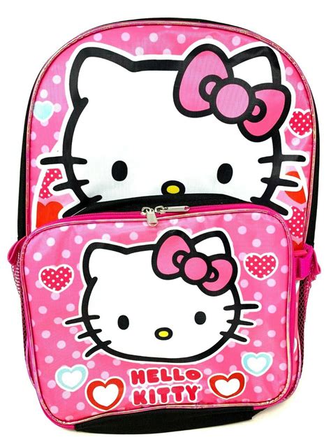 Hello Kitty Pink Backpack 16 Large With Removable Lunch Bag