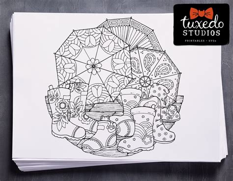 Spring Showers Coloring Page Adult Coloring Page Printable Coloring