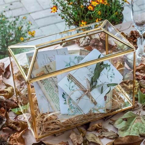 Standard Geometric Glass Card Box Terrarium With Slot And Etsy Glass
