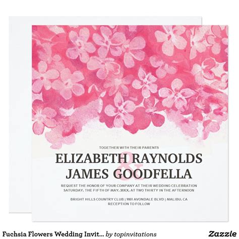 A Wedding Card With Pink Flowers On The Front And Bottom In Black Text