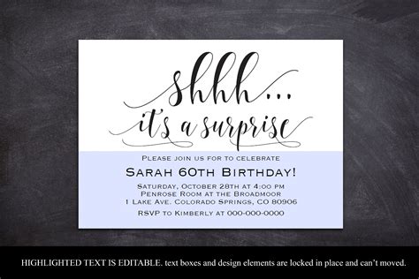 Surprise Party Invitation Template Shhh Its A Surprise 358435 Card And Invites Design Bundles