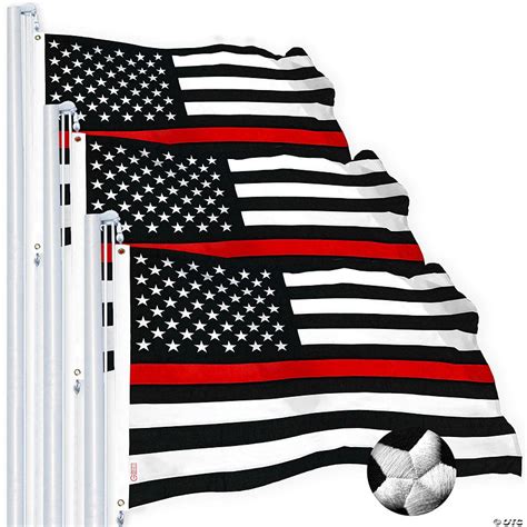 G128 Thin Red Line Flag Embroidered 25x4 Ft 3 Pack Heavy Duty 220gsm