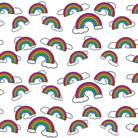 Premium Vector Hand Drawn Seamless Pattern With Rainbows And Cloud