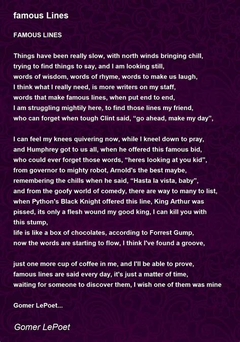Famous Lines Poem By Gomer Lepoet Poem Hunter