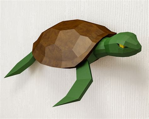 Papercraft Turtle Diy 3d Origami Home Decor Paper Craft Etsy