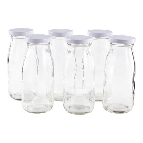 Glass Milk Bottle 16 Oz Clear 3″ X 3″ X 65″ Pack Of 6 Find