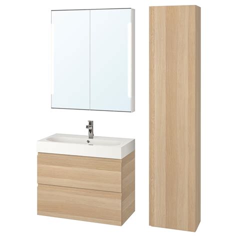 Godmorgon BrÅviken Bathroom Furniture Set Of 5 White Stained Oak