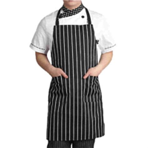 Durable Adjustable Black Stripe Women Men Kitchen Apron With 2 Pockets
