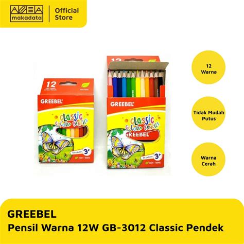 Jual Colour Pencil Pensil Warna Greebel 12 Warna Classic Pendek Murah