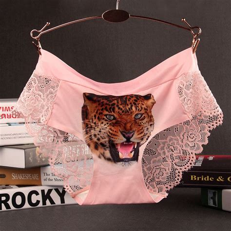 2019 2017 New Sexy Panties Seamless 3d Tiger Print Underwear Women Printed 3d Lace Briefs Female