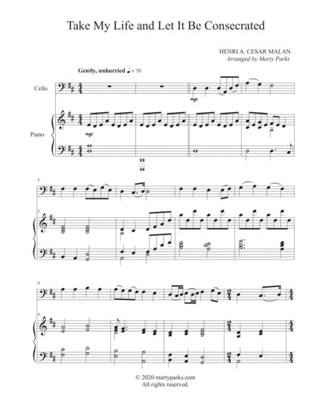 Take My Life And Let It Be Consecrated Cello Piano Sheet Music