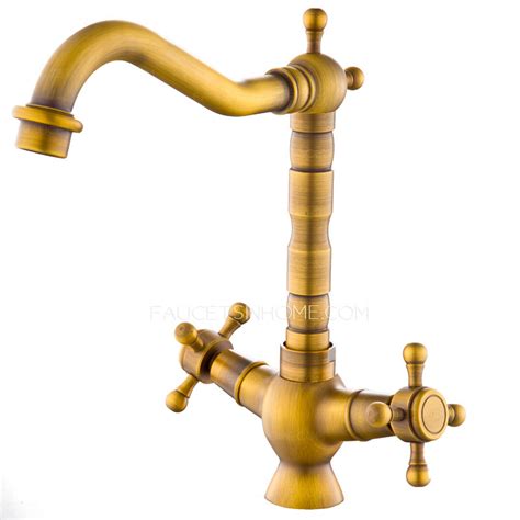 How long is your delivery time9 a: Vintage Antique Brass 2 Handle Kitchen Faucets Brushed