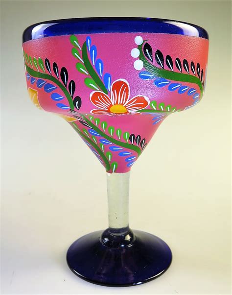 Mexican Margarita Glass 15oz Hand Painted Pop Designs Pink