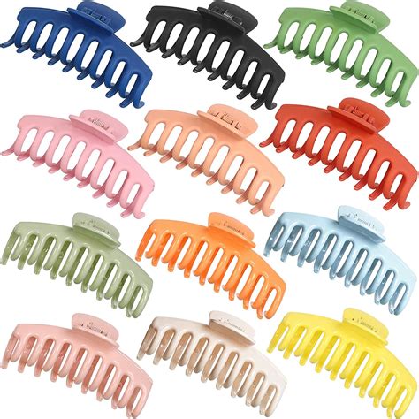 12 Pieces Big Hair Claw Clips Messen Large Jaw Clips Non