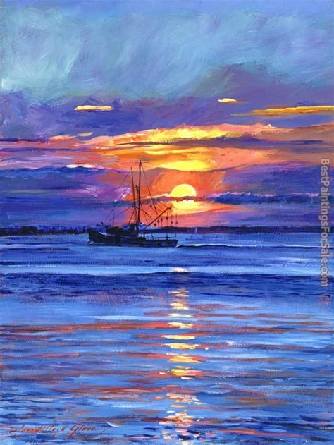 David Lloyd Glover Salmon Trawler At Sunrise Painting Sunrise