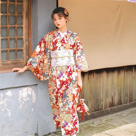Floral Traditional Japanese Kimono Dress For Women Female Soft Comfort Sleepwear Sexy Robe