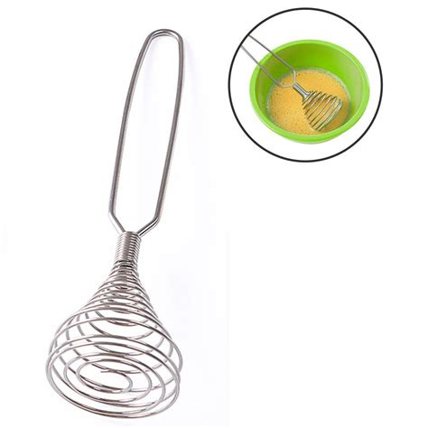 Buy Stainless Steel Spring Coil Whisk Mixing Manual Egg Beater Semi