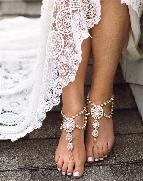 Katy Barefoot Sandals Gold Foot Jewelry Beach Wedding Sandals