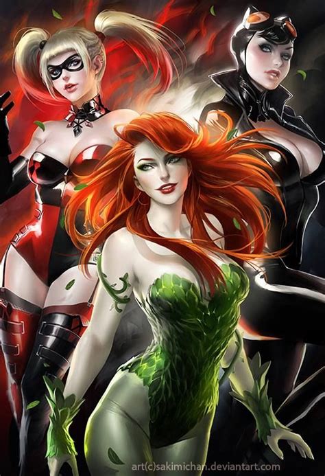 Las Malas De Batman Harley Quinn Gatúbela Y Poison Ivy