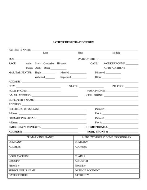 Patient Registration Form In Word And Pdf Formats